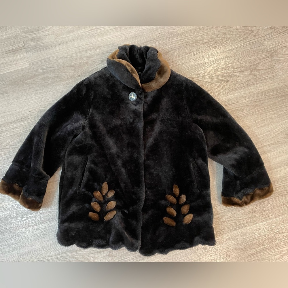 NWT - MODEL FRANCE Luxurious Black & Brown Teddy Faur Fur Jacket. - Picture 5 of 12